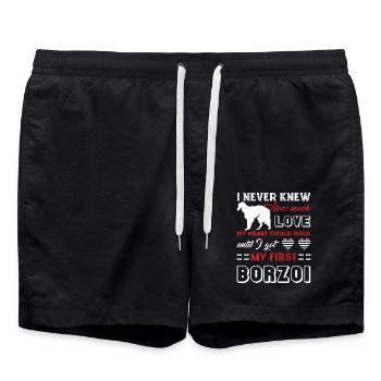 I Love My First Borzoi - Swim Trunks - black - Front - AI Model Male 185 light (185cm)