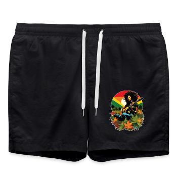 Guitariste de reggae rastafari - Short de bain - noir - Devant - AI Model Male 185 light (185cm)