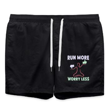 Marathon Runner Run More Worry Less Running - Swim Trunks - black - Front - AI Model Male 185 light (185cm)