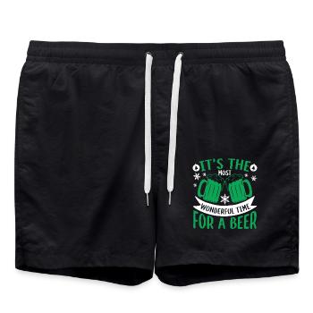 Christmas Wonderful Time For A Beer - Swim Trunks - black - Front - AI Model Male 185 light (185cm)