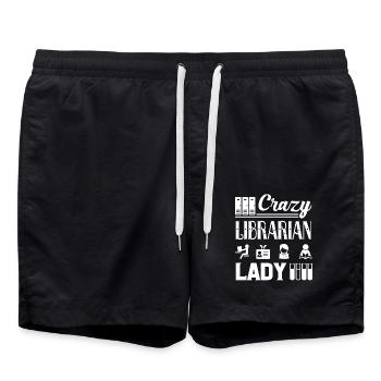 Librarian Crazy Librarian Lady - Swim Trunks - black - Front - AI Model Male 185 light (185cm)