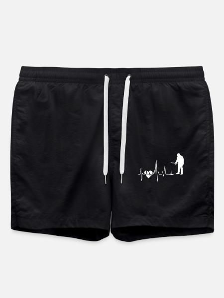 Funny Fishing Heartbeat - Swim Trunks - black