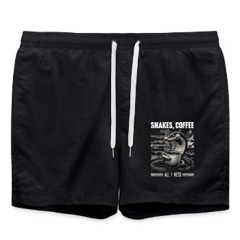 Drôle Snake Art Serpent Café Reptiles - Short de bain - noir - Devant - AI Model Male 185 light (185cm)