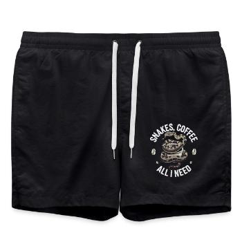 Drôle Snake Art Serpent Café Reptiles - Short de bain - noir - Devant - AI Model Male 185 light (185cm)