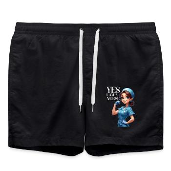 Lustige Krankenschwester mit Humor - Badeshorts - Schwarz - Vorne - AI Model Male 185 light (185cm)