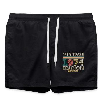 Vinatge 1974 Geburtstagsgeschenk - Badeshorts - Schwarz - Vorne - AI Model Male 185 light (185cm)