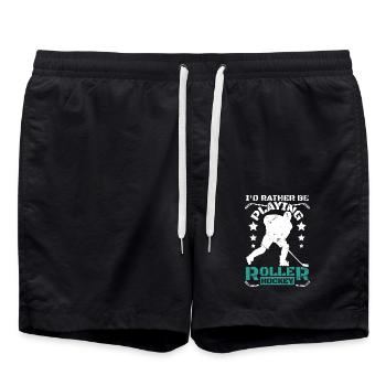 I'd rather be playing roller hockey - Badeshorts - Schwarz - Vorne - AI Model Male 185 light (185cm)