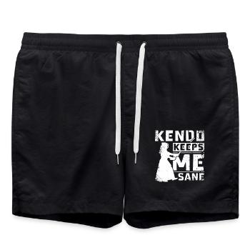 Kendo keeps me sane - Swim Trunks - black - Front - AI Model Male 185 light (185cm)