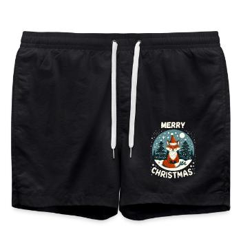 Merry Christmas Fuchs Weihnachten Winter Schnee - Badeshorts - Schwarz - Vorne - AI Model Male 185 light (185cm)