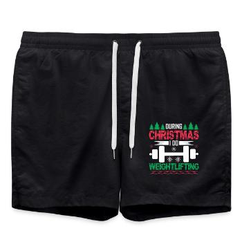 During Christmas I Do Weightlifting - Swim Trunks - black - Front - AI Model Male 185 light (185cm)