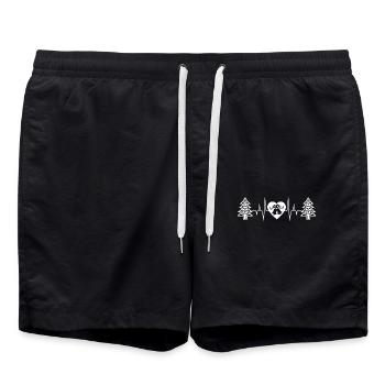 Funny Christmas Heartbeat Gift - Swim Trunks - black - Front - AI Model Male 185 light (185cm)