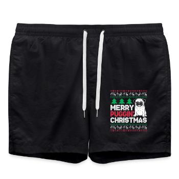 Funny Merry Puggin Christmas - Swim Trunks - black - Front - AI Model Male 185 light (185cm)
