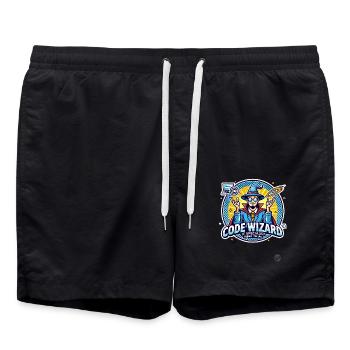 Code-Zauberer Neustart-Spezialist IT-Experte - Badeshorts - Schwarz - Vorne - AI Model Male 185 light (185cm)