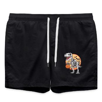 T-Rex Mumie Kürbis Dino - Badeshorts - Schwarz - Vorne - AI Model Male 185 light (185cm)