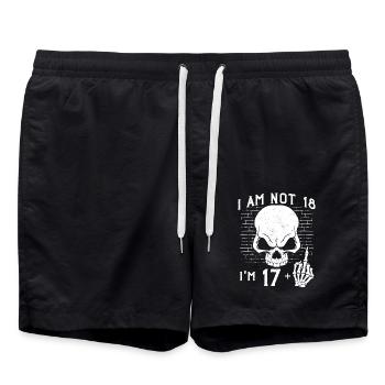 I Am 17 Plus Middle Finger - 18th Birthday - Swim Trunks - black - Front - AI Model Male 185 light (185cm)
