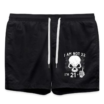 J’ai 21 ans et majeur - 22e anniversaire - Short de bain - noir - Devant - AI Model Male 185 light (185cm)