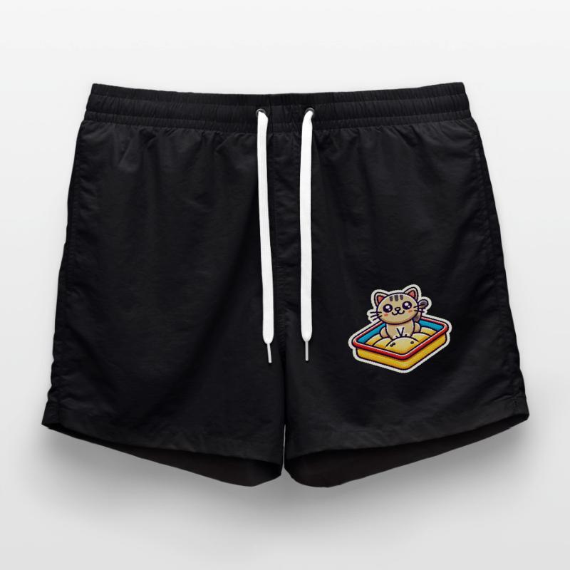 Chat mignon assis dans le bac à sable Style Patch Short de bain