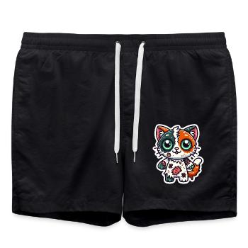 Chat zombie mignon en costume d’Halloween - Chat orange - Short de bain - noir - Devant - AI Model Male 185 light (185cm)