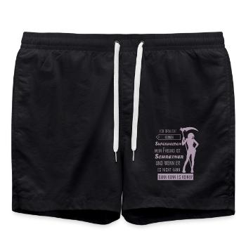Schreiner Freundin Superheld Emilio Holzarbeiten - Badeshorts - Schwarz - Vorne - AI Model Male 185 light (185cm)