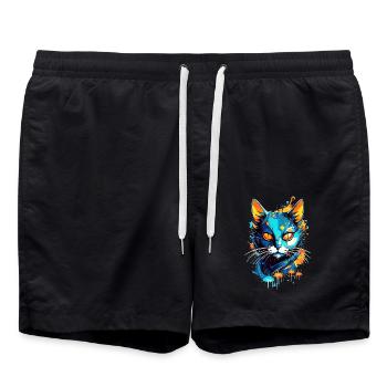 Chat de l’espace coloré - Short de bain - noir - Devant - AI Model Male 185 light (185cm)