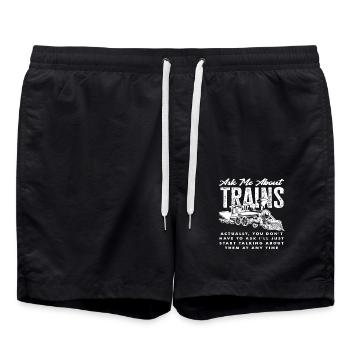Posez-moi des questions sur les trains, j’en parle toujours - Short de bain - noir - Devant - AI Model Male 185 light (185cm)
