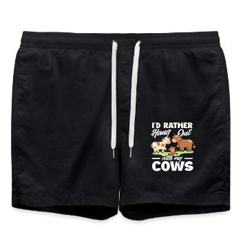 I prefer to hang out with my cows - Swim Trunks - black - Front - AI Model Male 185 light (185cm)