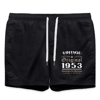 Vinatge 1953 Geburtstagsgeschenk - Badeshorts - Schwarz - Vorne - AI Model Male 185 light (185cm)