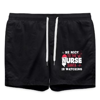 Christmas Be Nice To The Nurse Santa Is Watching - Swim Trunks - black - Front - AI Model Male 185 light (185cm)
