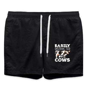 Easily distracted by cows - Swim Trunks - black - Front - AI Model Male 185 light (185cm)