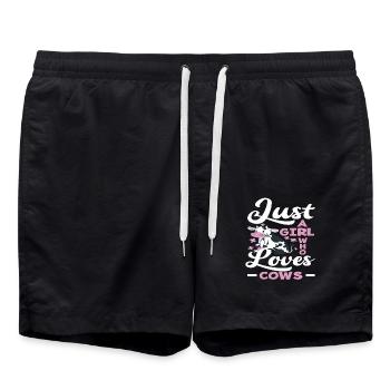 Une fille qui aime les vaches - Short de bain - noir - Devant - AI Model Male 185 light (185cm)