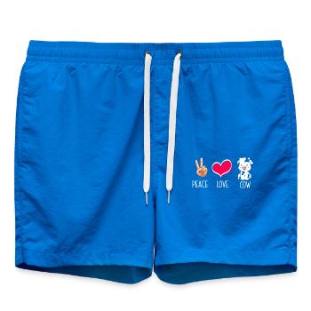 Peace Love Cow Illustration - Swim Trunks - cobalt blue - Front