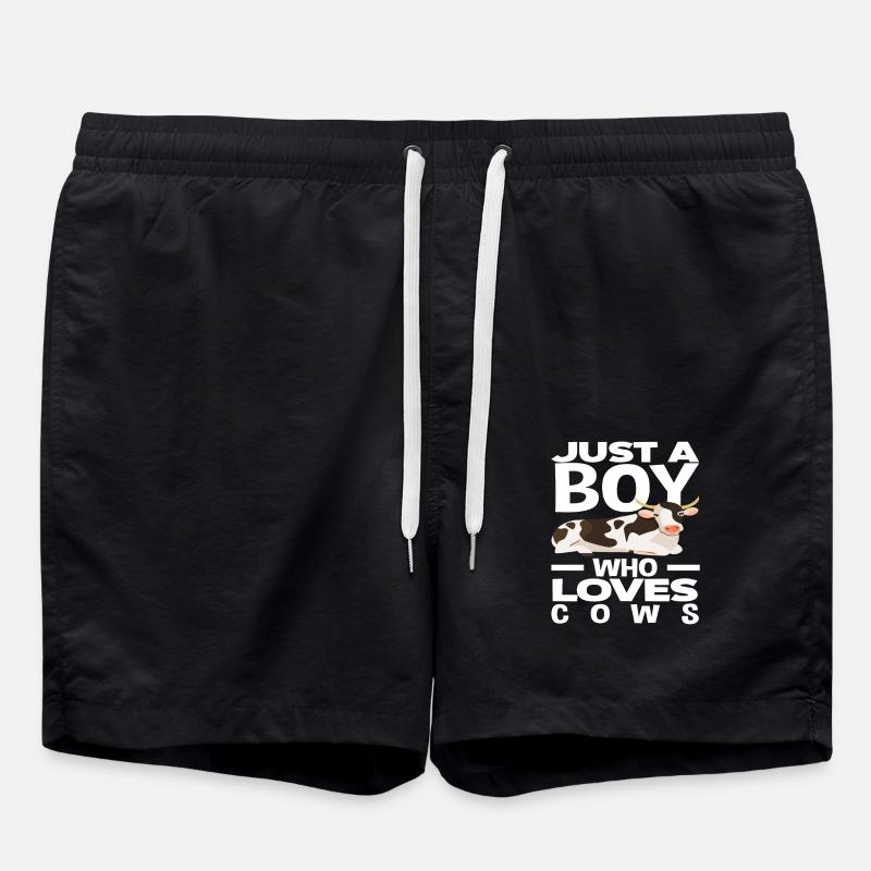 Ein Junge Der Kühe Liebt - Badeshorts - Schwarz