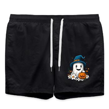 Halloween Fantôme Cadeau Femmes Hommes Enfants Décoration - Short de bain - noir - Devant - AI Model Male 185 light (185cm)