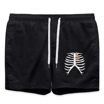 Funny Skeleton Burger Love Costume Halloween - Swim Trunks - black - Front - AI Model Male 185 light (185cm)