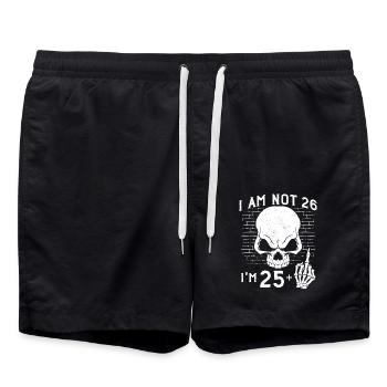 I Am 25 Plus Middle Finger - 26th Birthday - Swim Trunks - black - Front - AI Model Male 185 light (185cm)