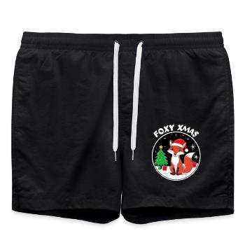 Niedlicher Fuchs mit Weihnachtsmütze Foxy Xmas - Badeshorts - Schwarz - Vorne - AI Model Male 185 light (185cm)