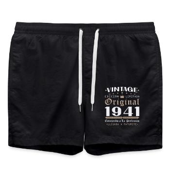 Cadeau d'anniversaire Vinatge 1941 - Short de bain - noir - Devant - AI Model Male 185 light (185cm)