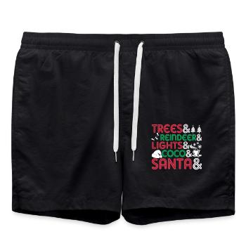 Christmas Tree Lights And Santa - Swim Trunks - black - Front - AI Model Male 185 light (185cm)