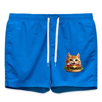Cat Fast Food Burger Cats Hamburger Cat Lover - Swim Trunks - cobalt blue - Front
