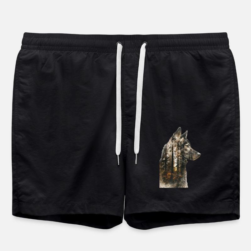 Alaskan Malamute - Swim Trunks - black