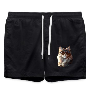 Chat de la forêt norvégienne Chat des forêts norvégiennes - Short de bain - noir - Devant - AI Model Male 185 light (185cm)
