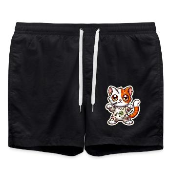 Süßes Zombie Katze Halloween Kostüm Süßes oder Saures! - Badeshorts - Schwarz - Vorne - AI Model Male 185 light (185cm)