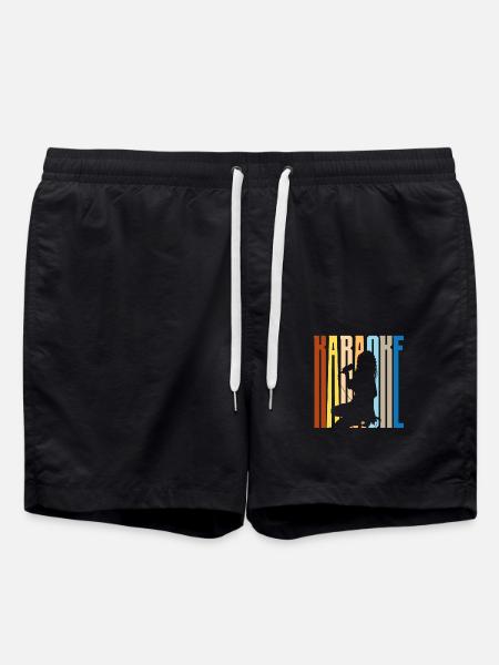 Karaoke Singer Silhouette Retro - Swim Trunks - black