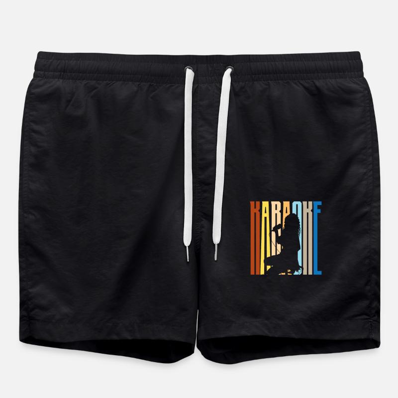 Karaoké Chanteur Silhouette Rétro - Short de bain - noir