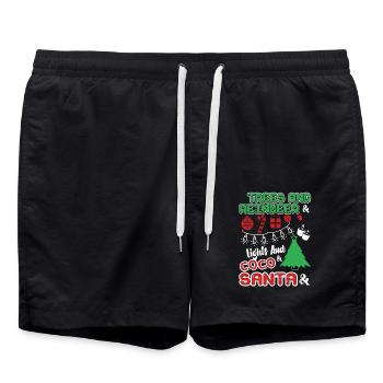 Christmas Tree Lights And And Santa - Swim Trunks - black - Front - AI Model Male 185 light (185cm)