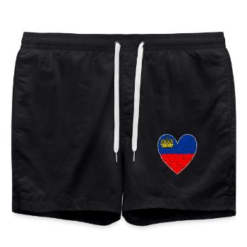 Drapeau du Liechtenstein Coeur Vaduz - Short de bain - noir - Devant - AI Model Male 185 light (185cm)