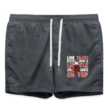 La vie des amateurs de cuisine japonaise se savoure mieux avec le sau de soja - Short de bain - charbon - Devant - AI Model Male 185 light (185cm)