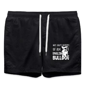 My Best Buddy Is An English Bulldog - Swim Trunks - black - Front - AI Model Male 185 light (185cm)