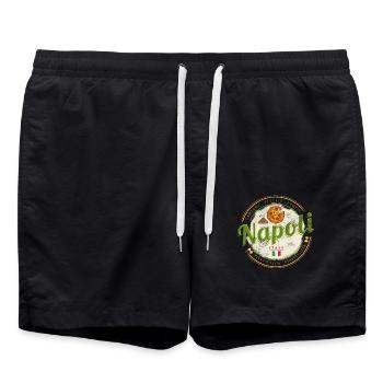 Naples Italie Vésuve et pizza Vintage Souvenir - Short de bain - noir - Devant - AI Model Male 185 light (185cm)