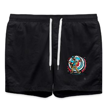 Super Archer – Bow and Arrow - Swim Trunks - black - Front - AI Model Male 185 light (185cm)